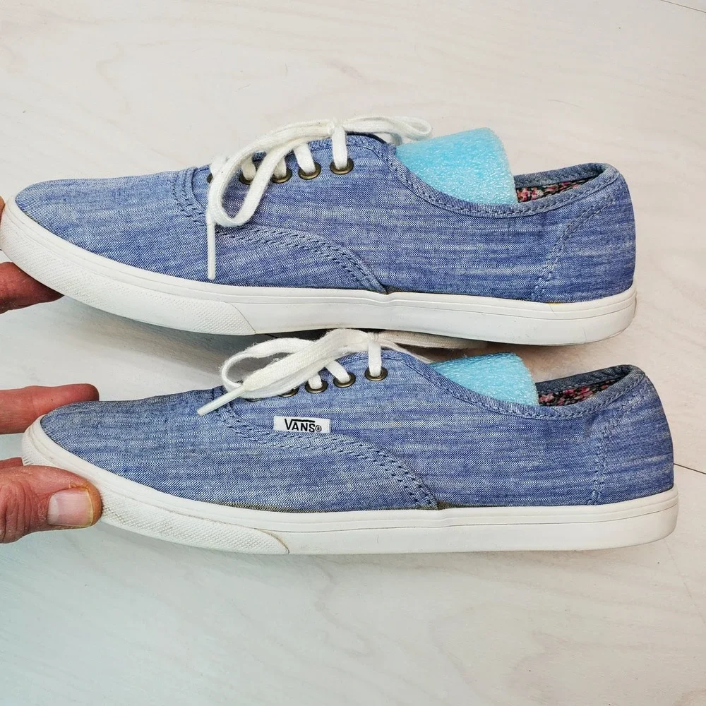 Vans Authentic Low Top Denim Floral Print Sneakers Women US 8.5
